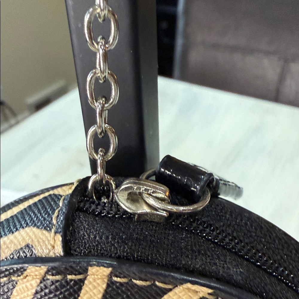 Coach Black and Tan Zebra Pattern Coin Pouch - Picture 3 of 6
